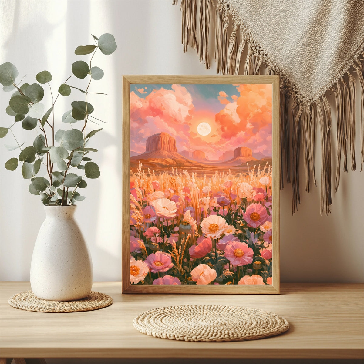 Blumenwiese in der Wüste Poster – Raumansicht 3