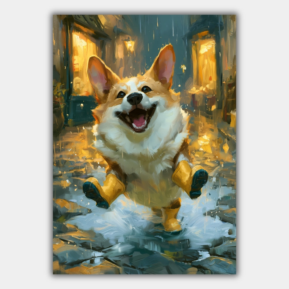 Corgi Regen Bunt Poster – Produktansicht 1
