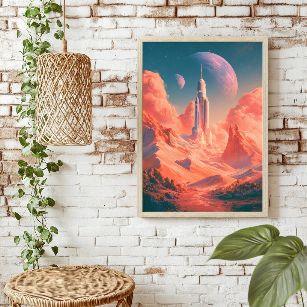 Rakete auf fremdem Planeten Poster – Raumansicht 1