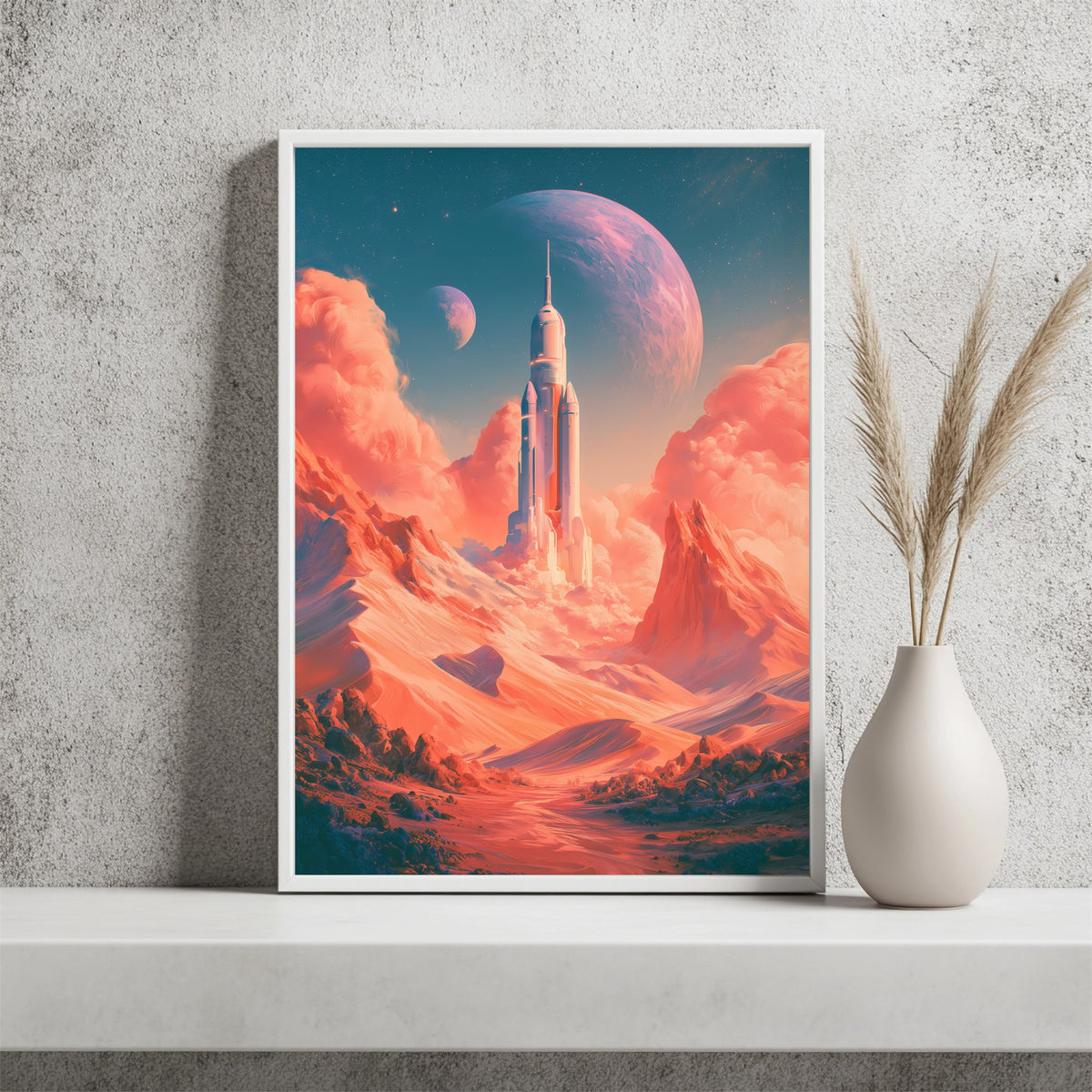Rakete auf fremdem Planeten Poster – Raumansicht 2