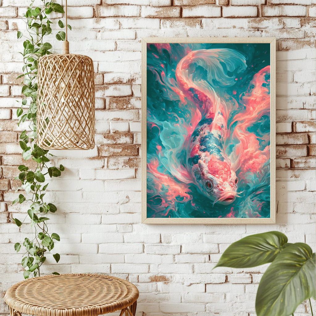 Neon Koi Poster – Raumansicht 1