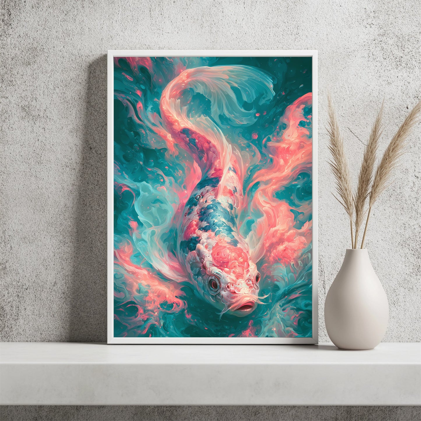 Neon Koi Poster – Raumansicht 2