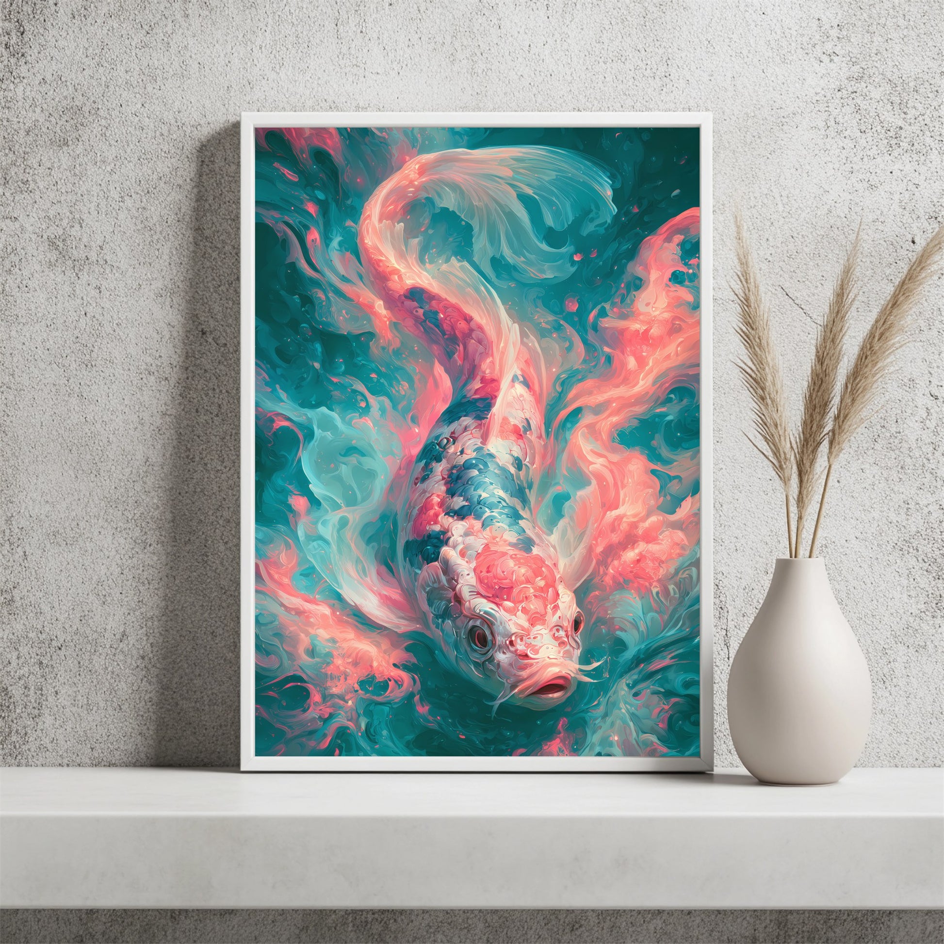 Neon Koi Poster – Raumansicht 2