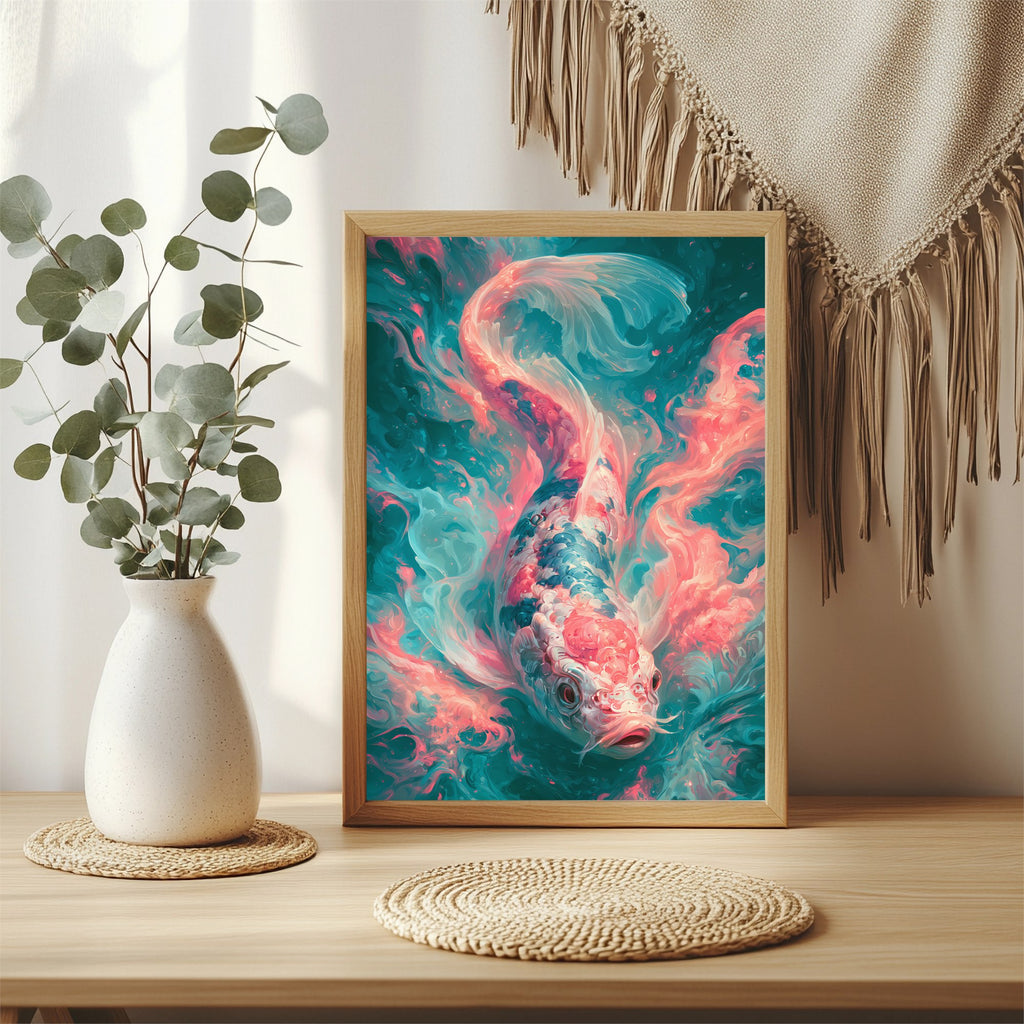 Neon Koi Poster – Raumansicht 3