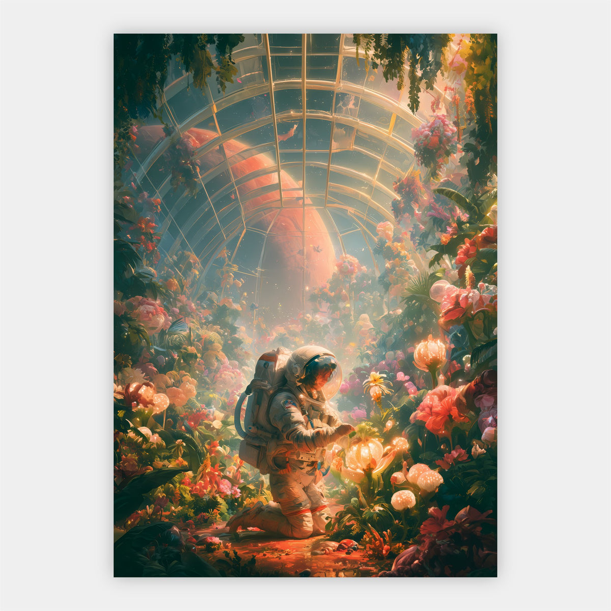 Astronaut im Gewächshaus Poster – Freisteller