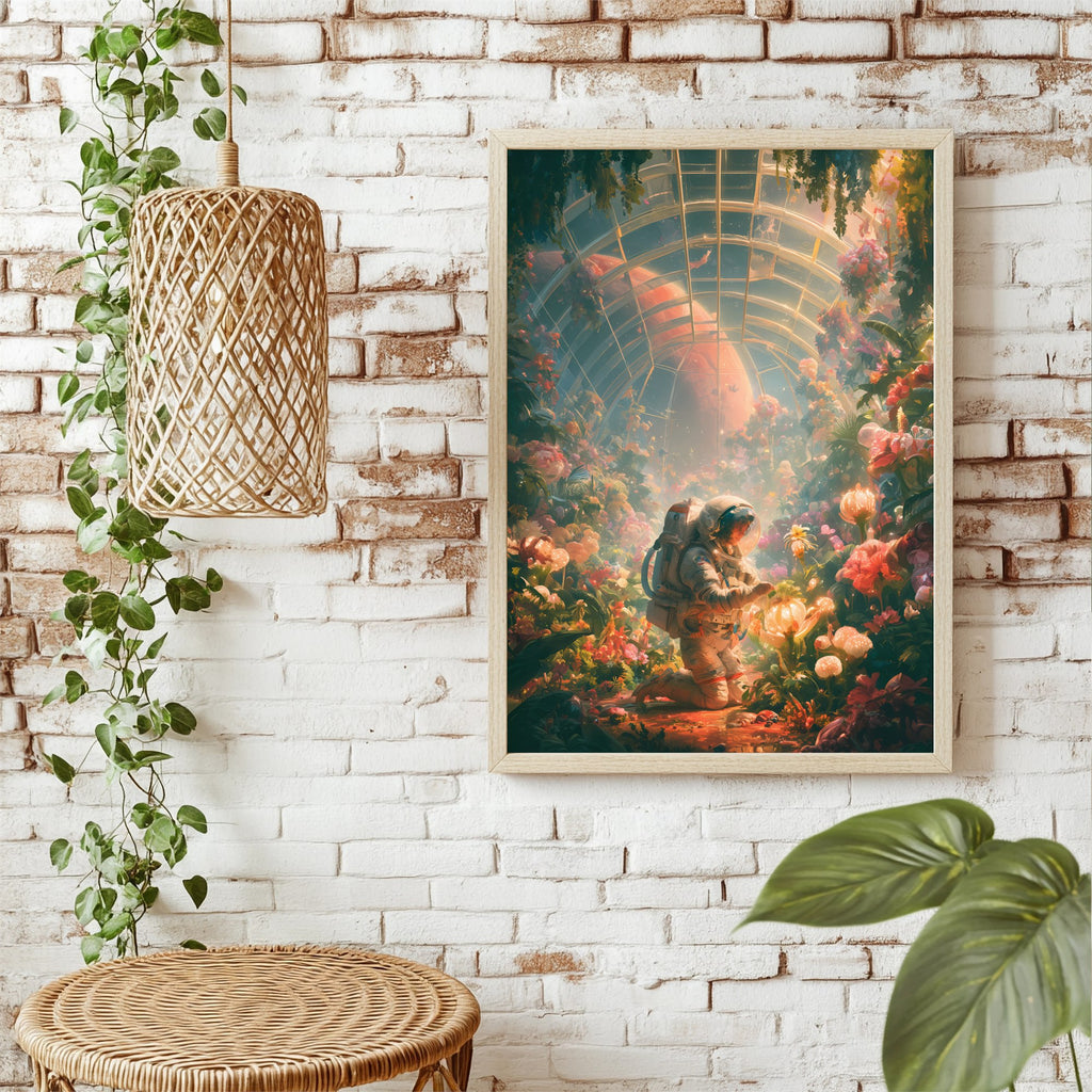 Astronaut im Gewächshaus Poster – Raumansicht 1