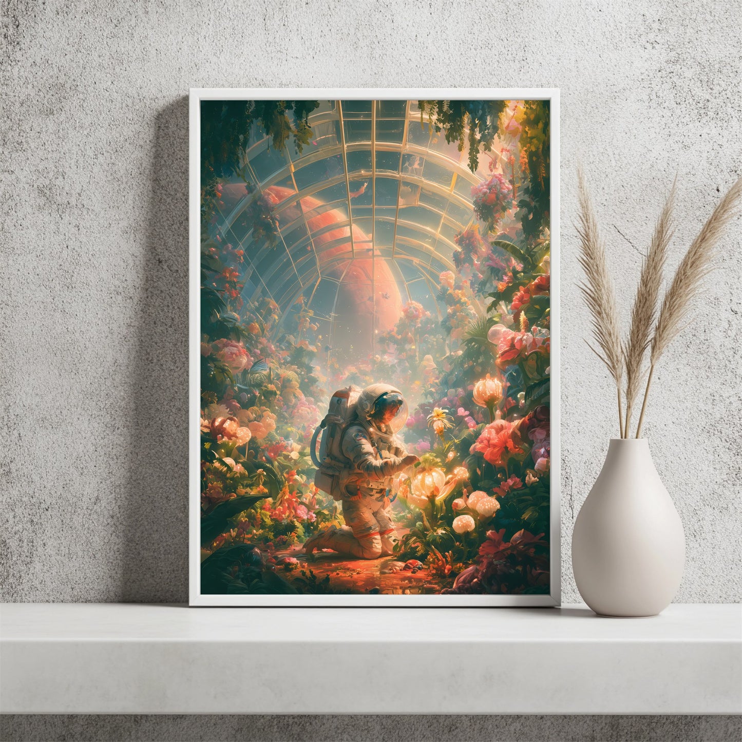 Astronaut im Gewächshaus Poster – Raumansicht 2