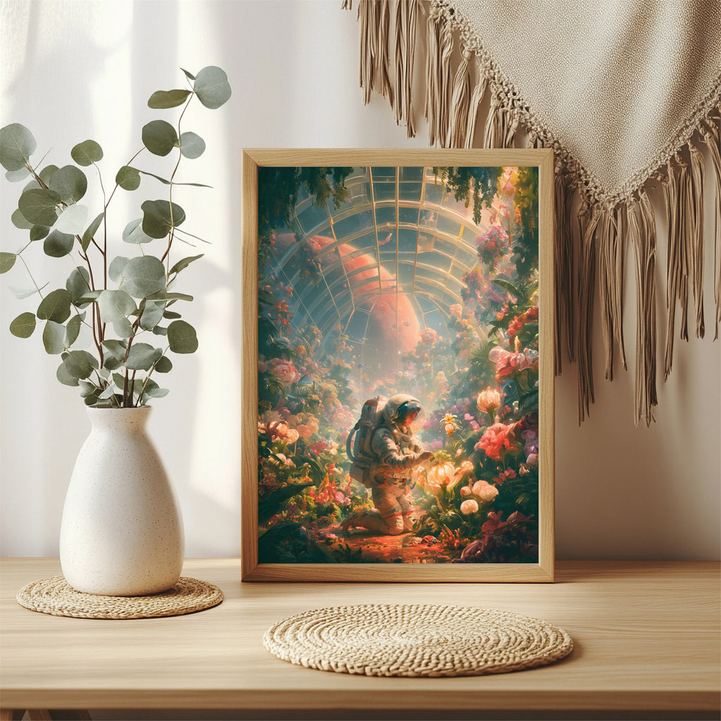 Astronaut im Gewächshaus Poster – Raumansicht 3