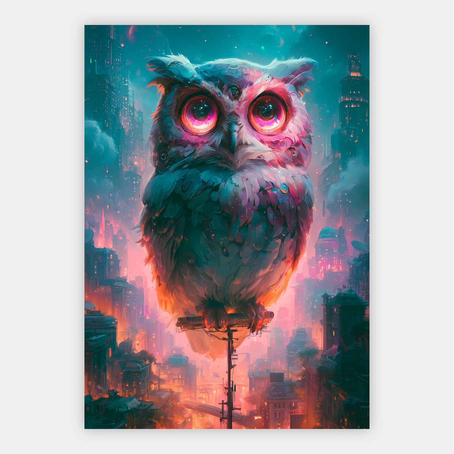 Neon Eule Poster – Freisteller