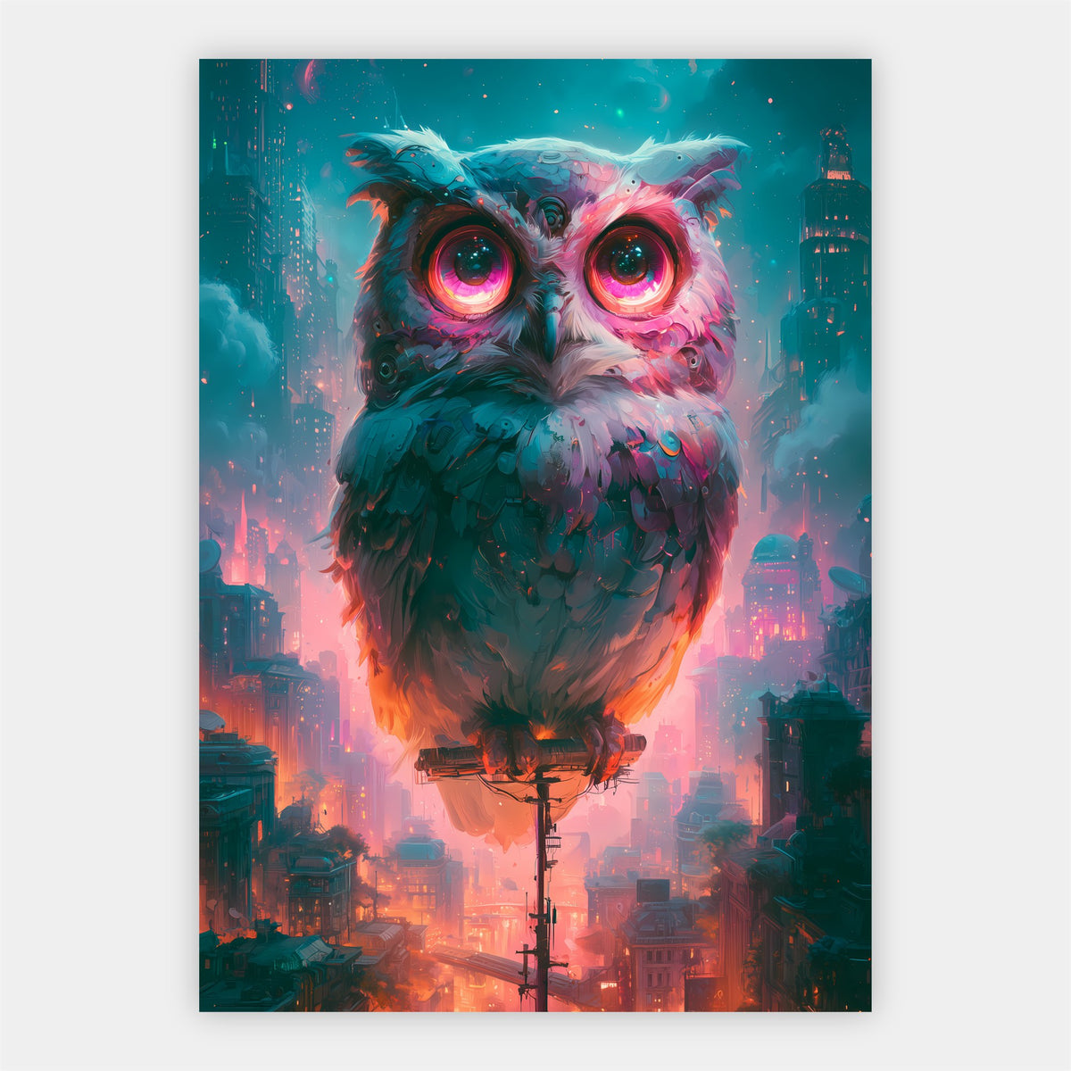 Neon Eule Poster – Freisteller