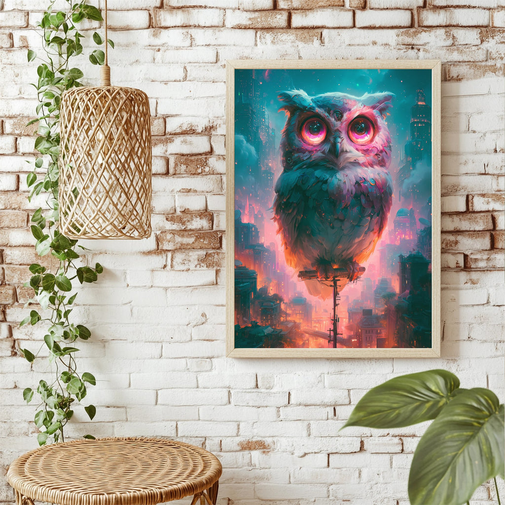 Neon Eule Poster – Raumansicht 1