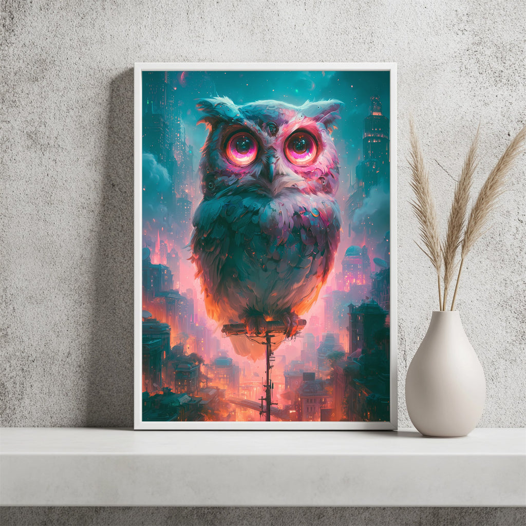 Neon Eule Poster – Raumansicht 2