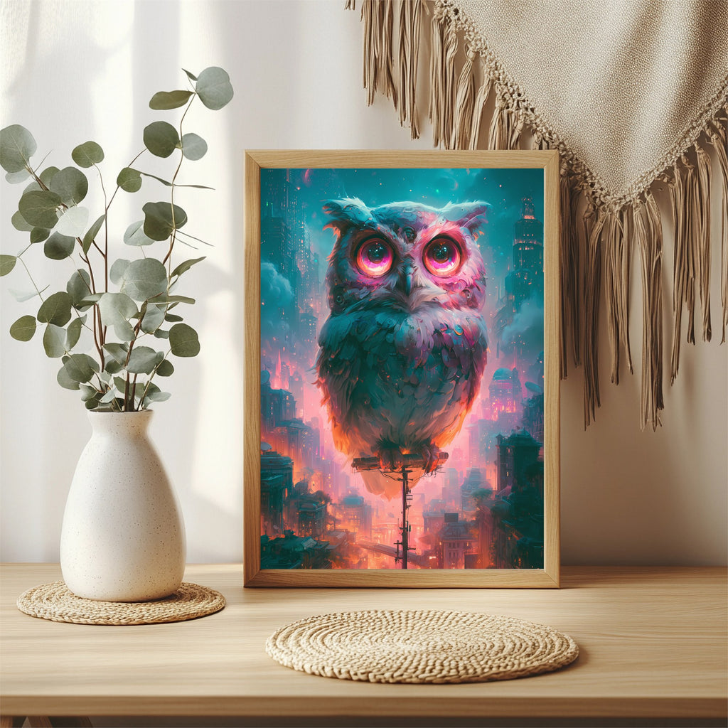 Neon Eule Poster – Raumansicht 3