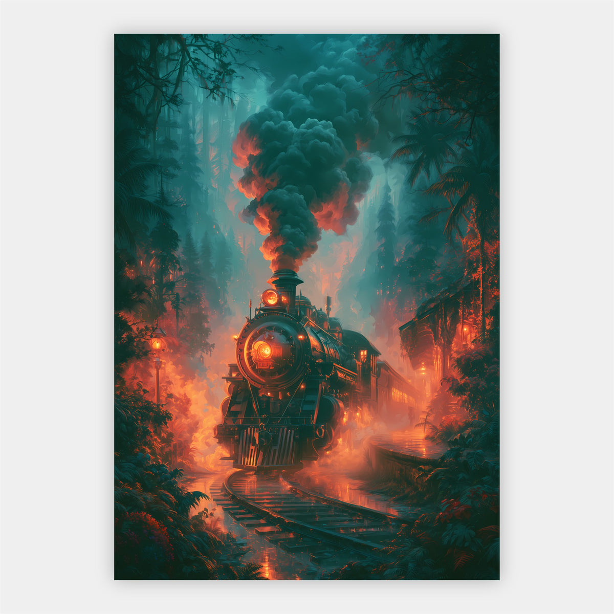 Dampfzug im Wald Poster – Freisteller