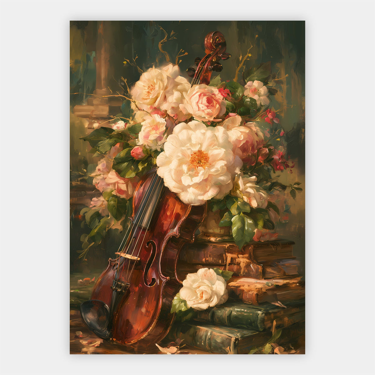 Violine mit Rosen Poster – Freisteller