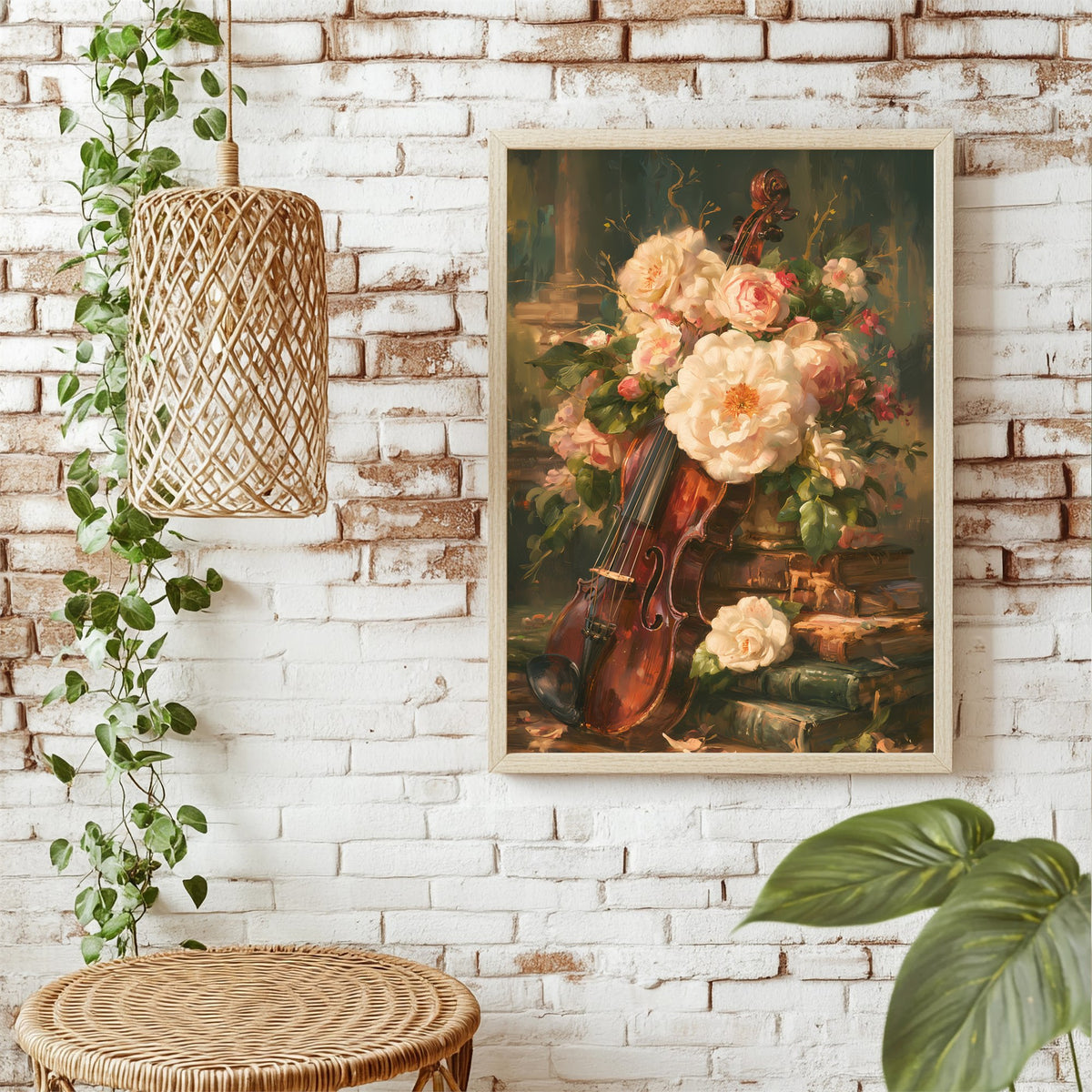 Violine mit Rosen Poster – Raumansicht 1