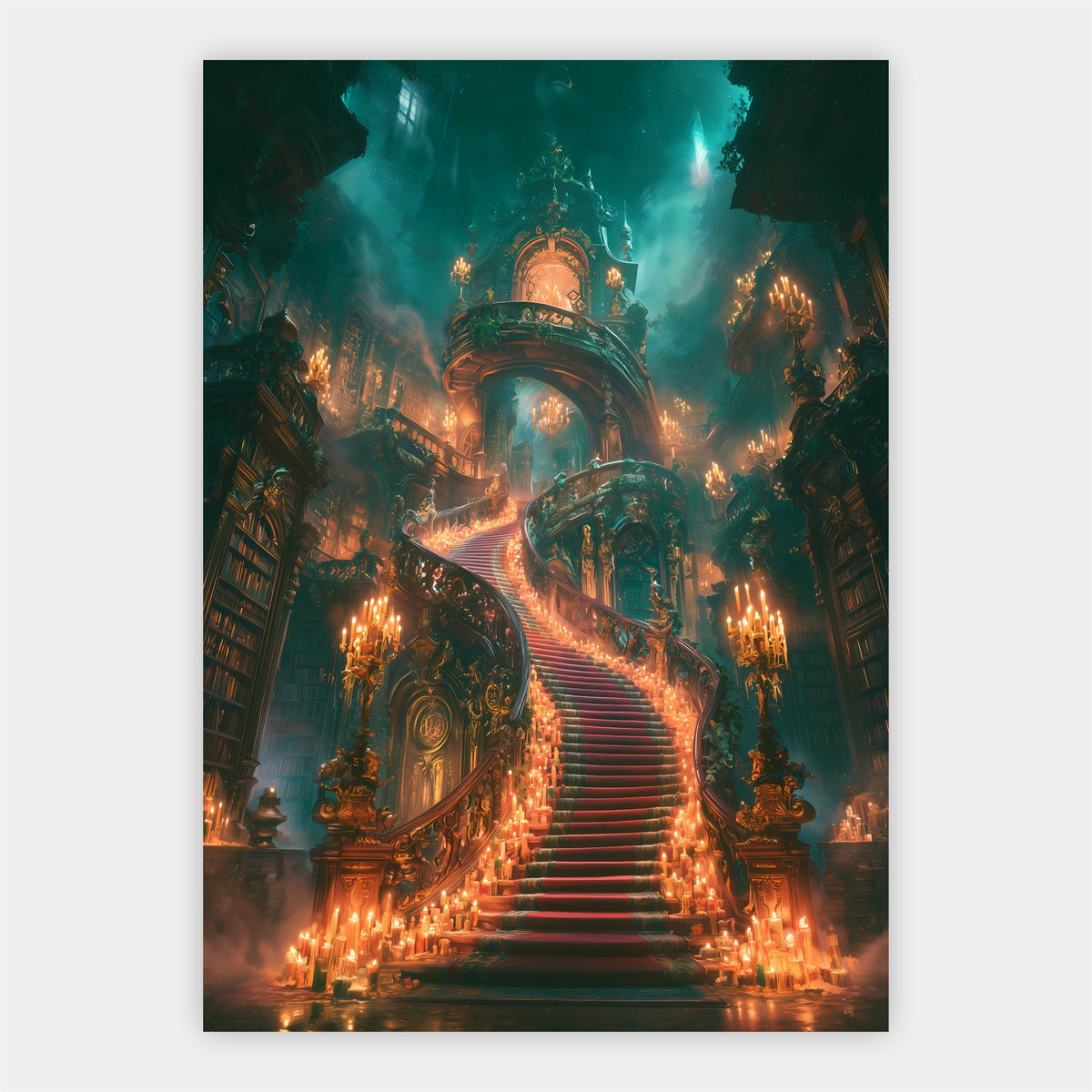 Treppe im Kerzenschein Poster – Freisteller