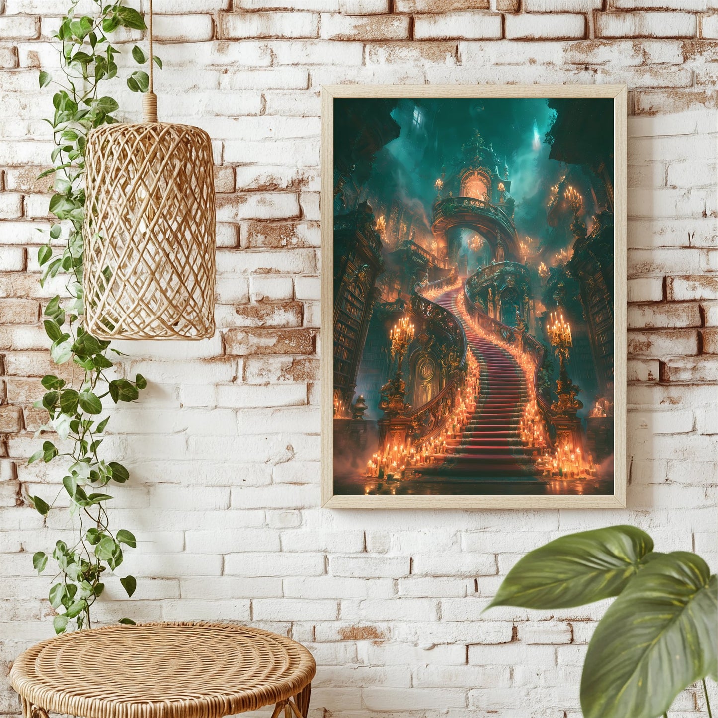 Treppe im Kerzenschein Poster – Raumansicht 1