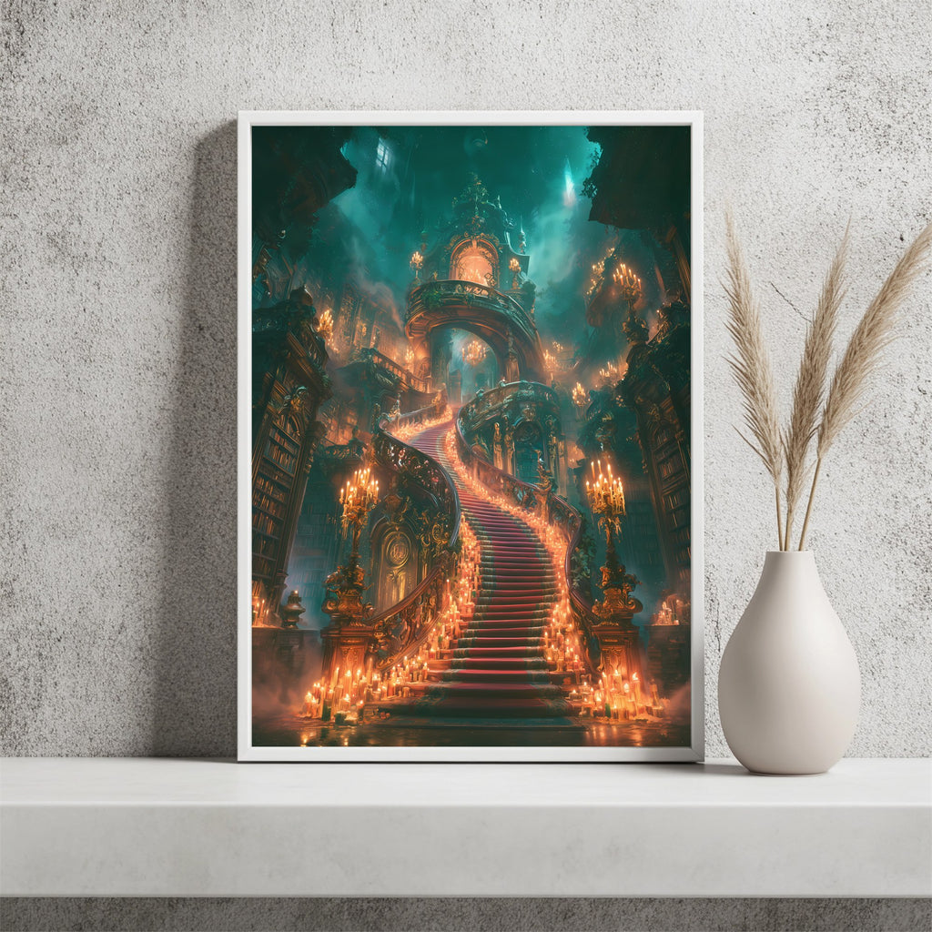 Treppe im Kerzenschein Poster – Raumansicht 2