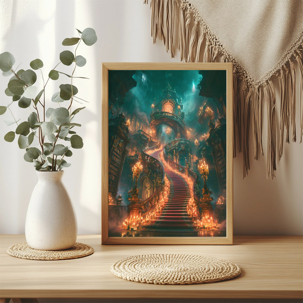 Treppe im Kerzenschein Poster – Raumansicht 3