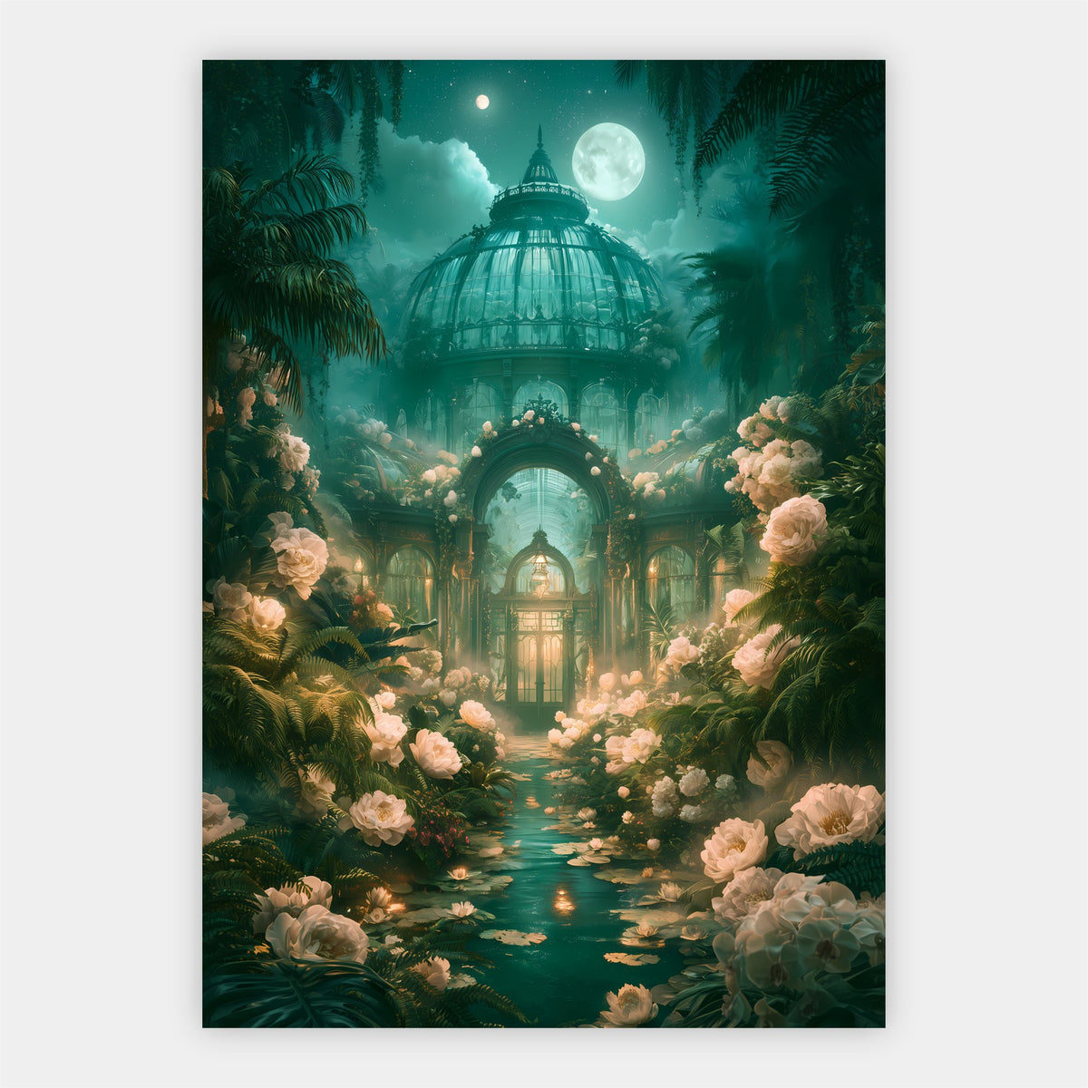 Gewächshaus bei Mondlicht Poster – Freisteller