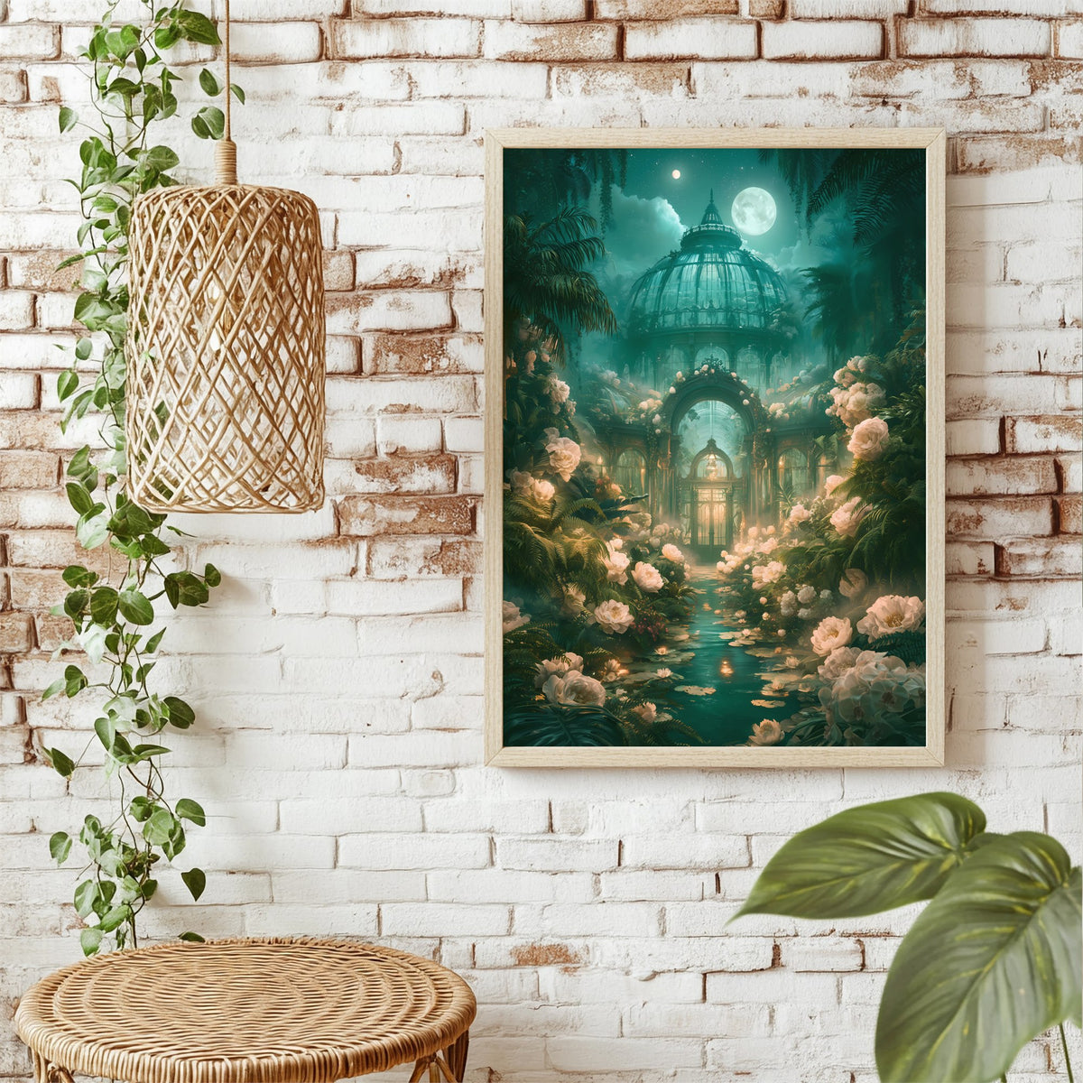 Gewächshaus bei Mondlicht Poster – Raumansicht 1