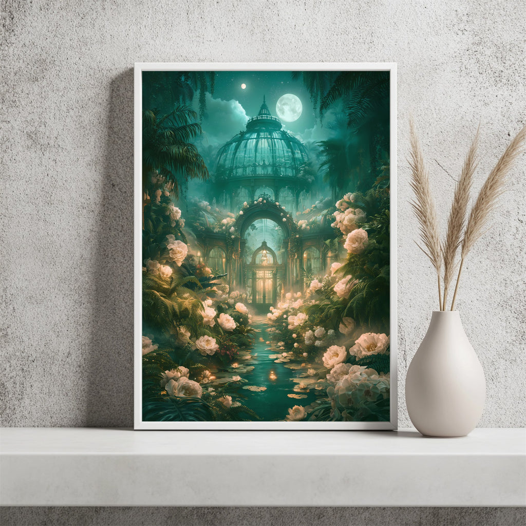 Gewächshaus bei Mondlicht Poster – Raumansicht 2