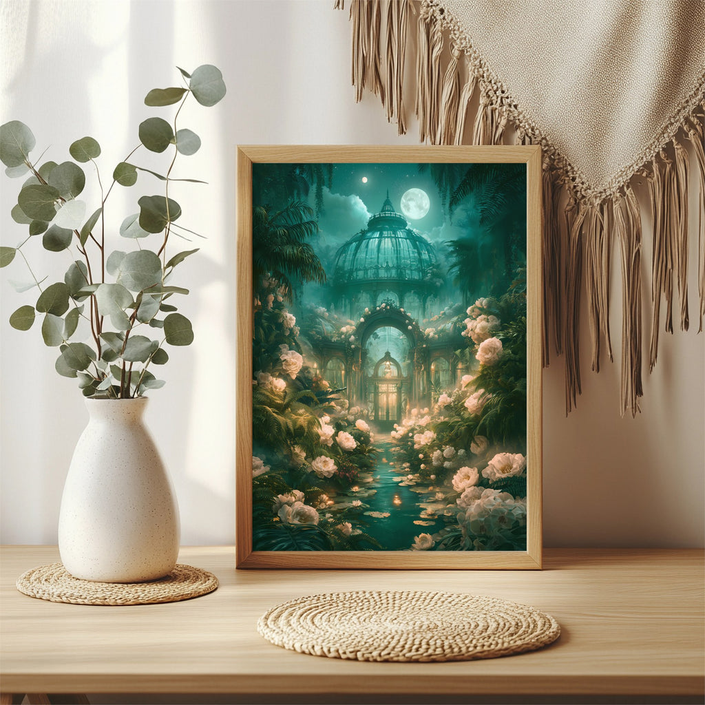 Gewächshaus bei Mondlicht Poster – Raumansicht 3