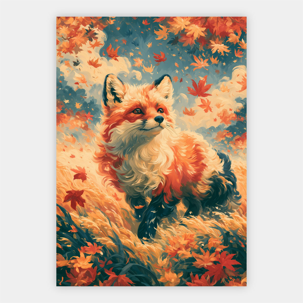Fuchs im Ahornlaub Poster – Freisteller