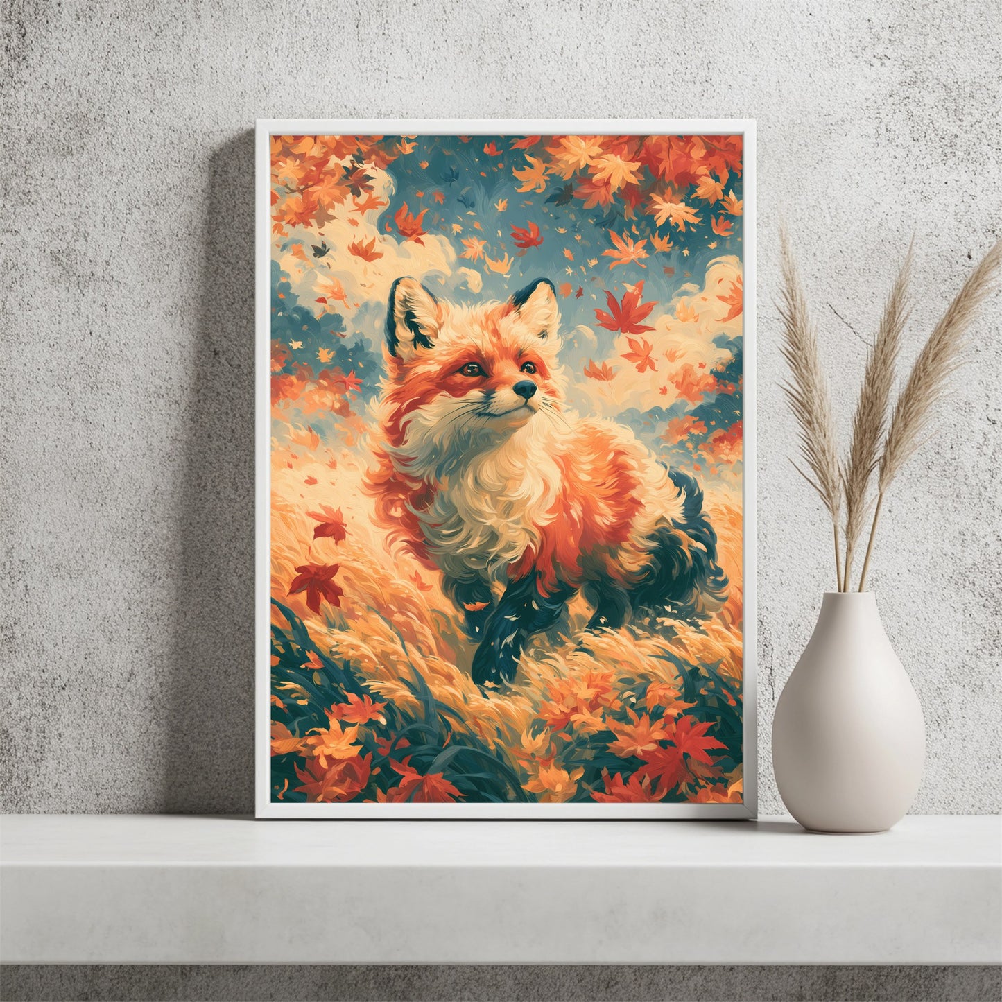 Fuchs im Ahornlaub Poster – Raumansicht 2