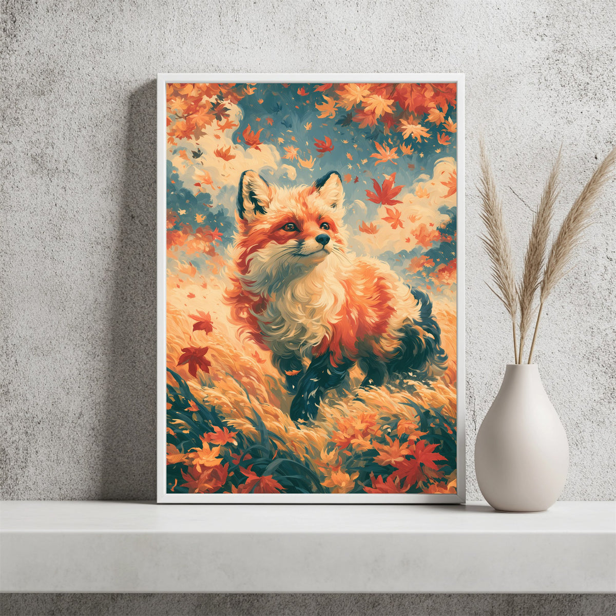 Fuchs im Ahornlaub Poster – Raumansicht 2