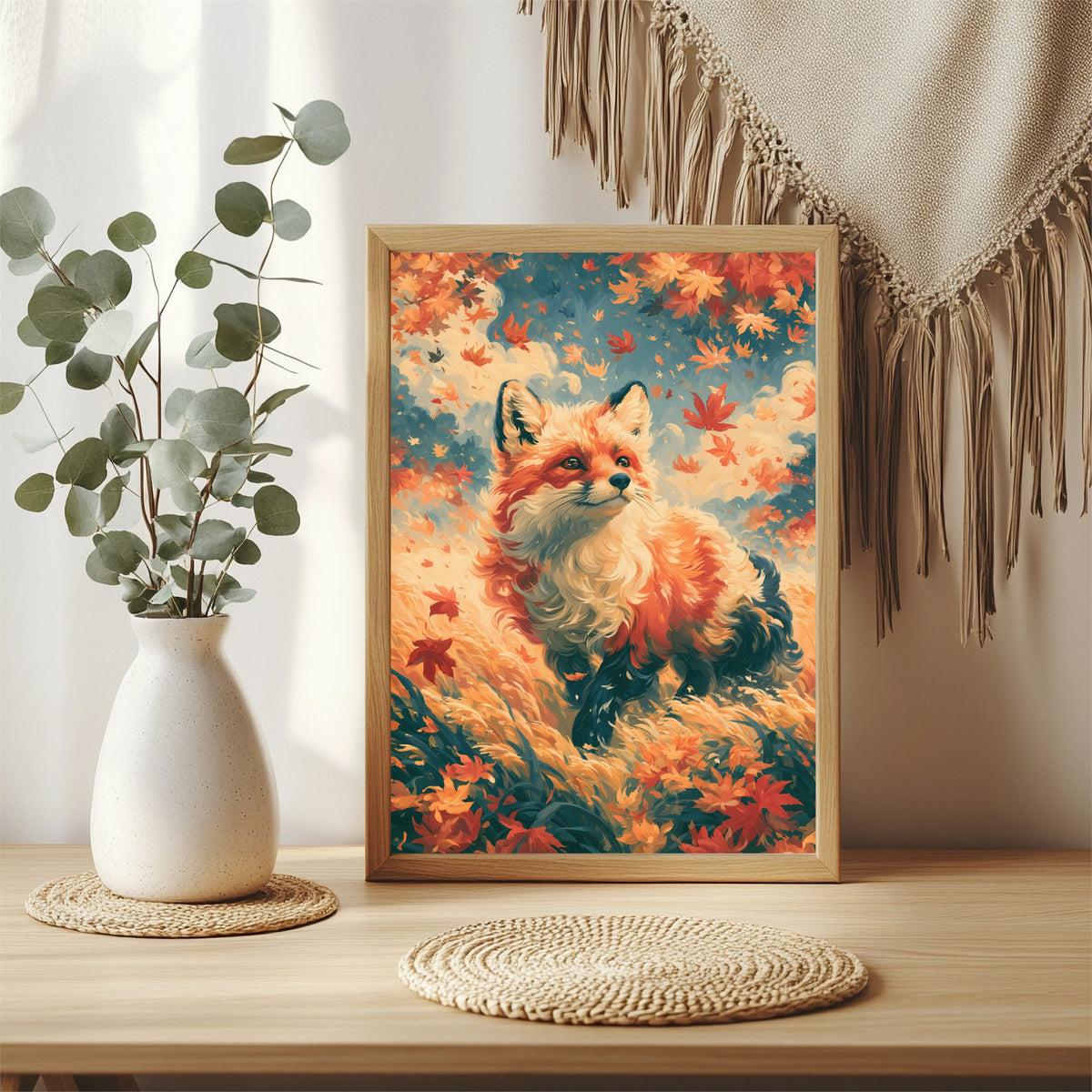 Fuchs im Ahornlaub Poster – Raumansicht 3