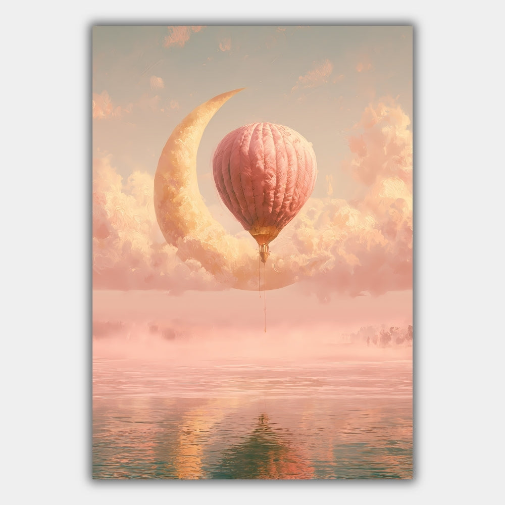 Heißluftballon Mond Verträumt Poster – Produktansicht 1