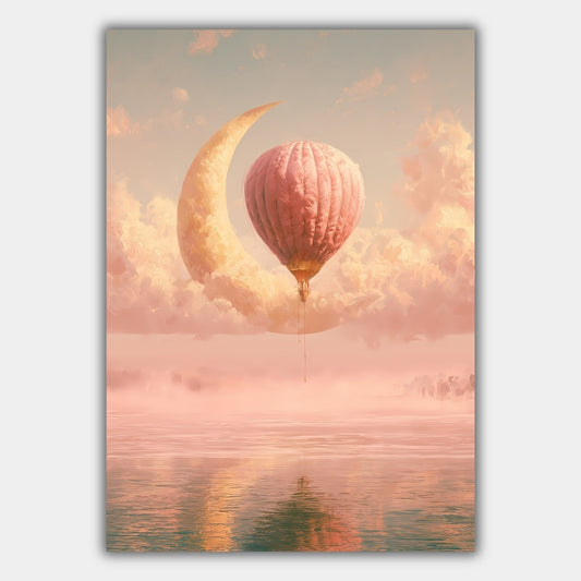 Heißluftballon Mond Verträumt Poster – Produktansicht 1