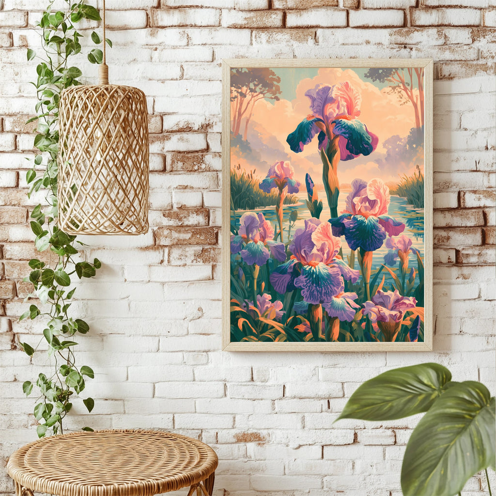 Violette Irisblüten Poster – Raumansicht 1