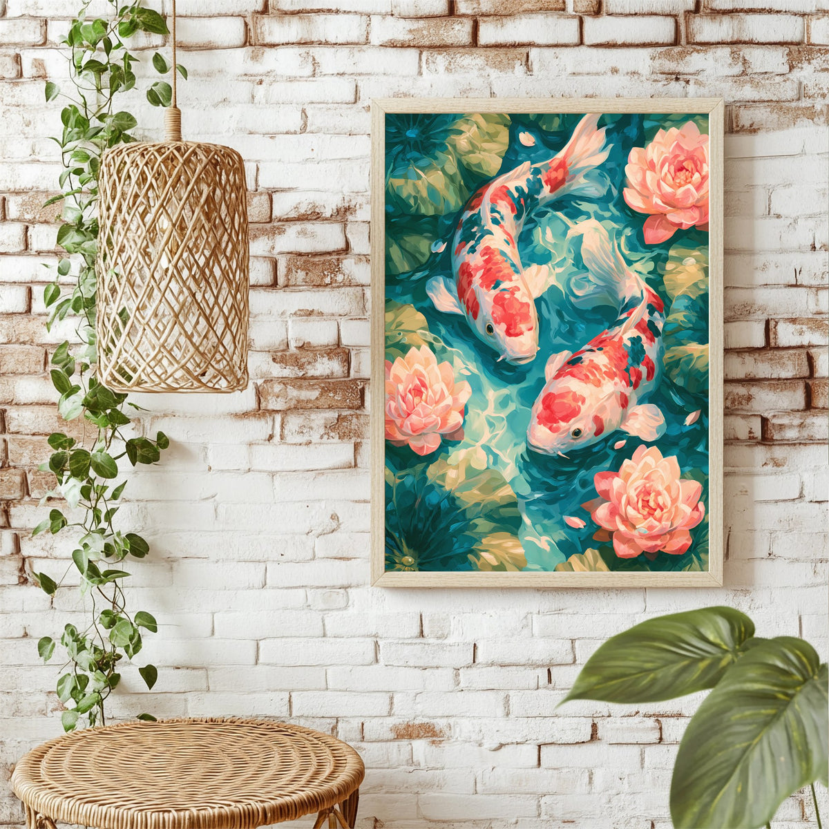 Zwei Koi Fische Poster – Raumansicht 1