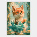 Fuchs im Papierboot Poster – Freisteller