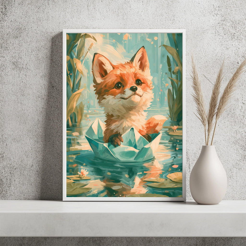 Fuchs im Papierboot Poster – Raumansicht 2