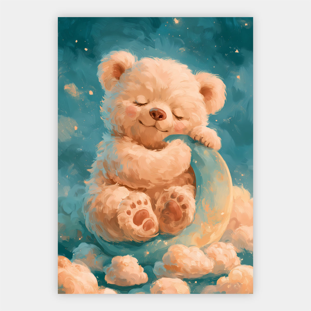 Schlafender Bär auf dem Mond Poster – Freisteller