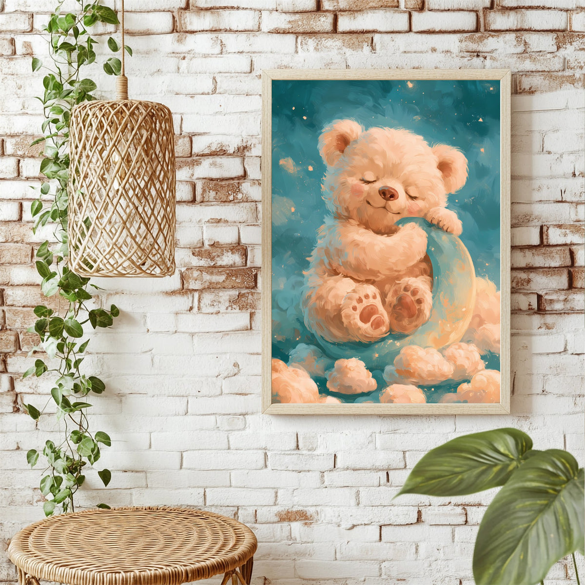 Schlafender Bär auf dem Mond Poster – Raumansicht 1