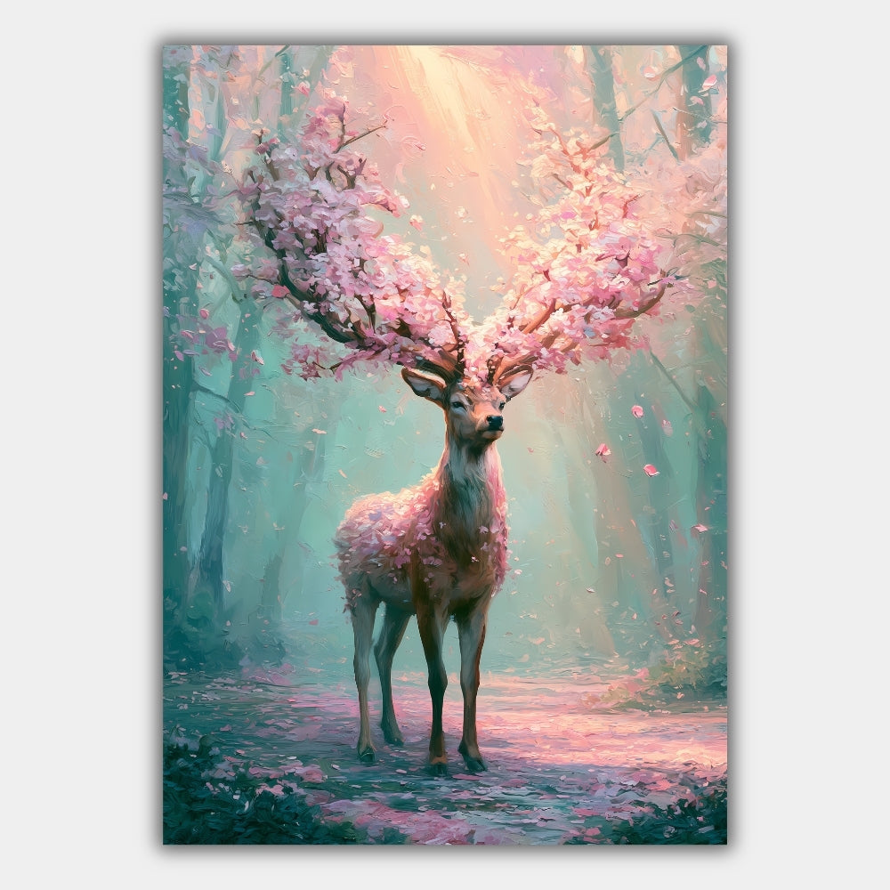 Hirsch Kirschblüten Fantasy Poster – Produktansicht 1