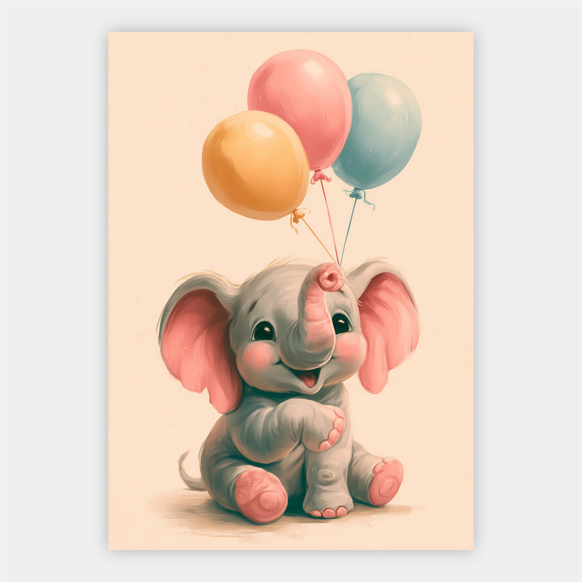 Elefant mit Luftballons Poster – Freisteller