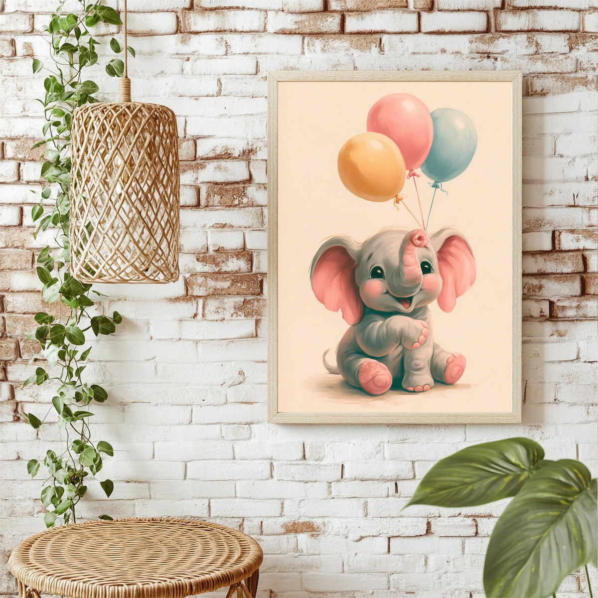 Elefant mit Luftballons Poster – Raumansicht 1