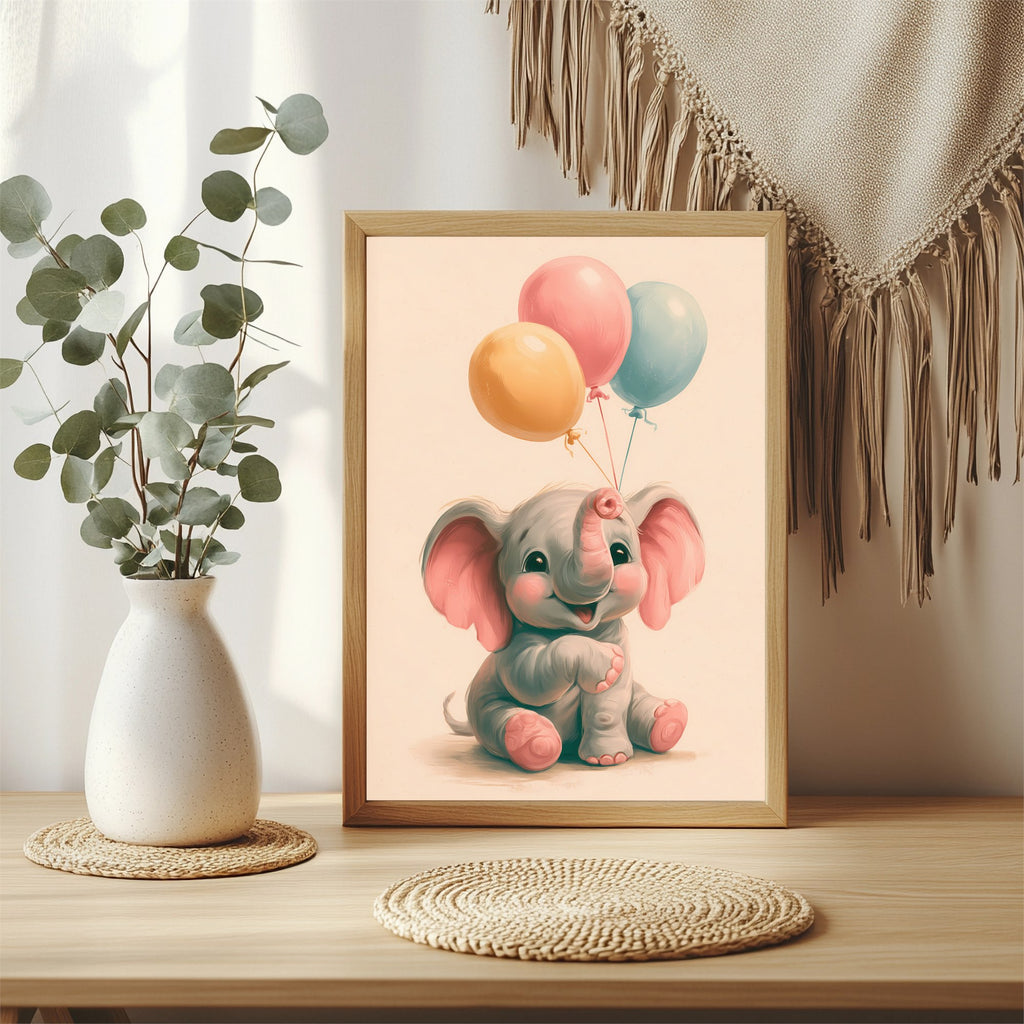 Elefant mit Luftballons Poster – Raumansicht 3