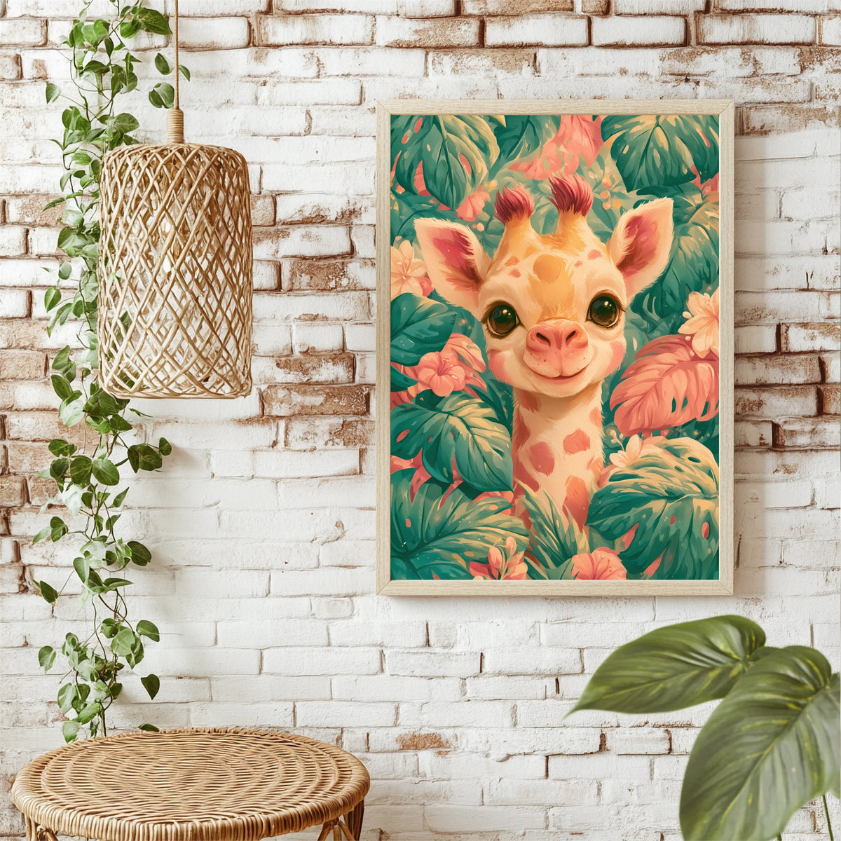 Lächelnde Giraffe Poster – Raumansicht 1