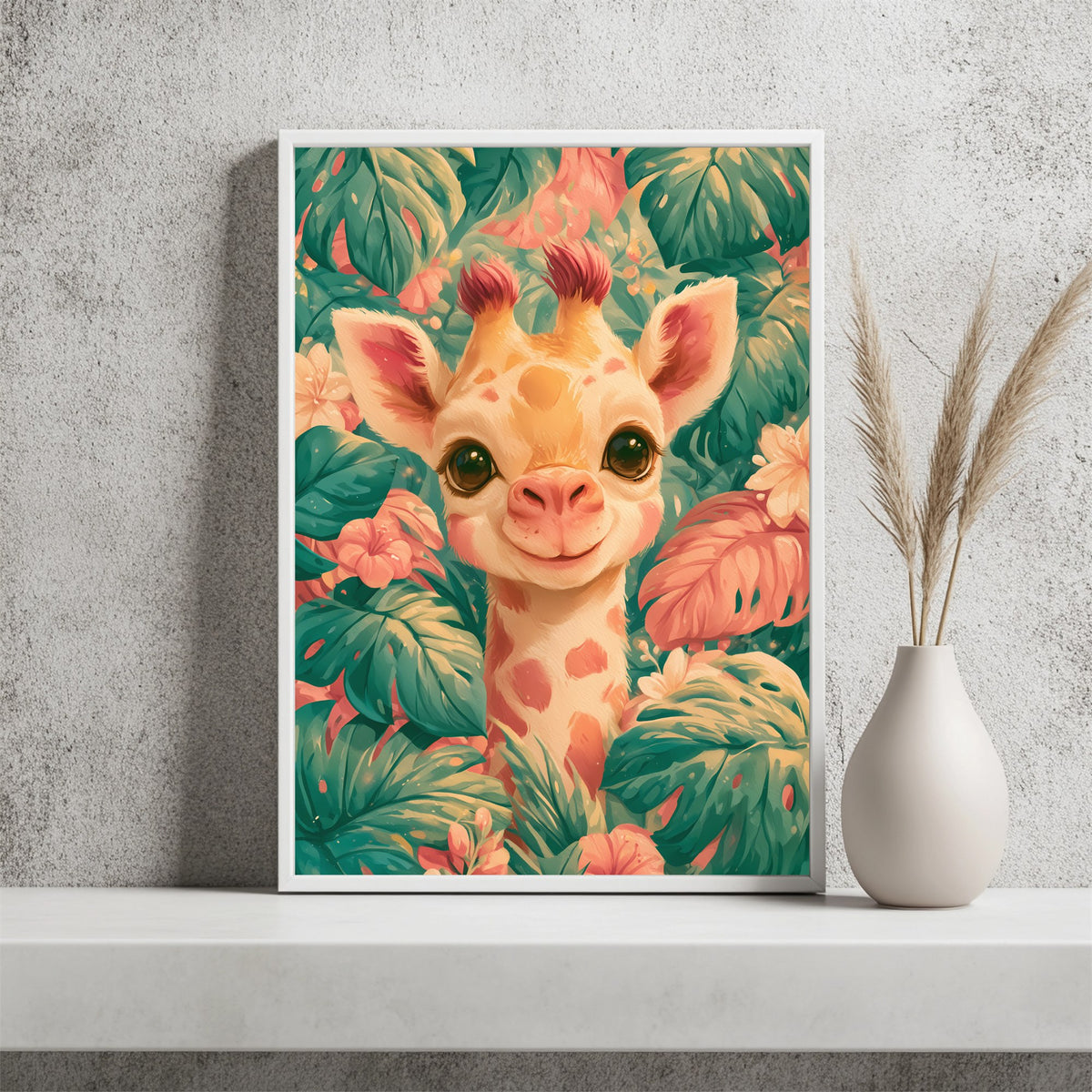 Lächelnde Giraffe Poster – Raumansicht 2
