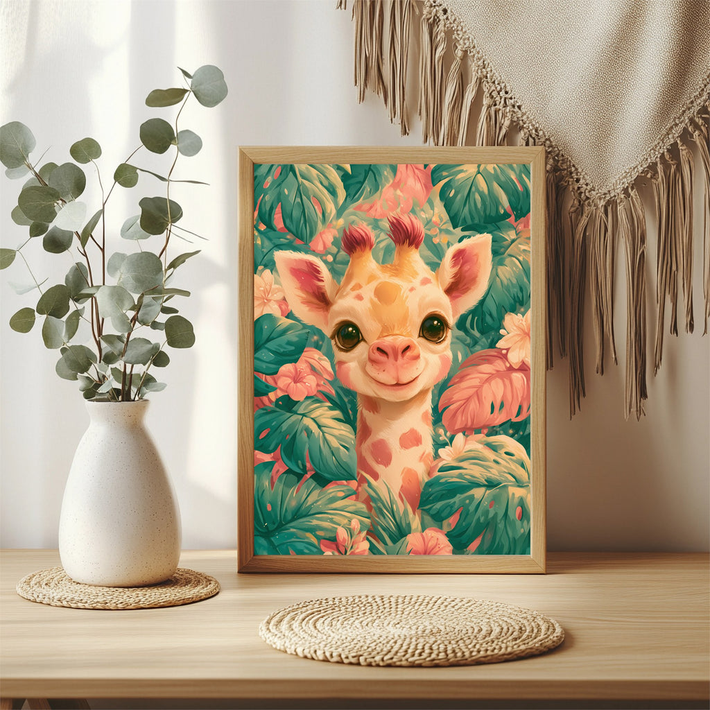Lächelnde Giraffe Poster – Raumansicht 3