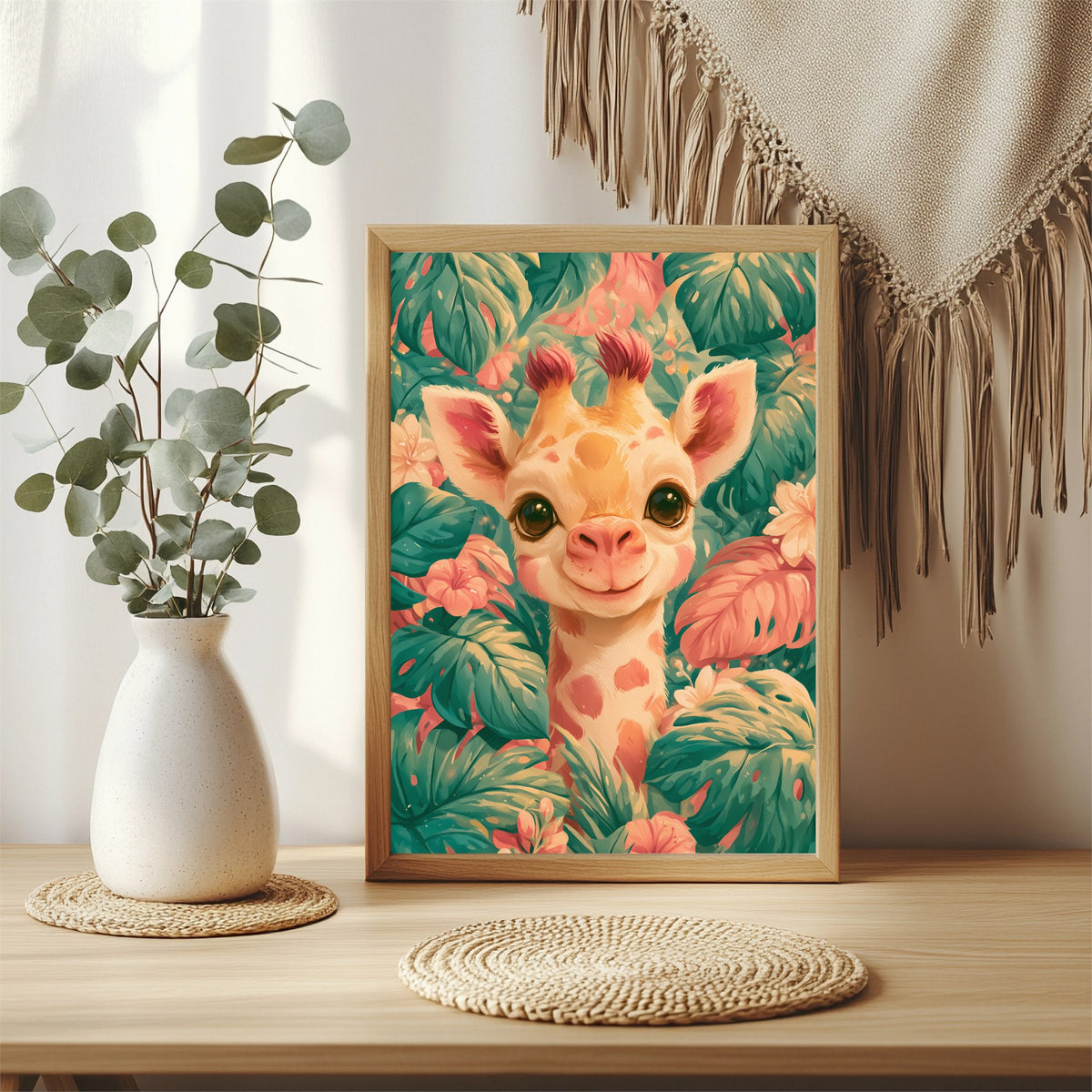 Lächelnde Giraffe Poster – Raumansicht 3