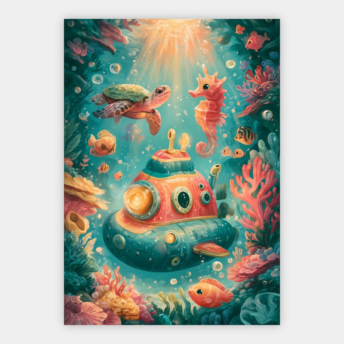 Buntes Unterseeboot Poster – Freisteller