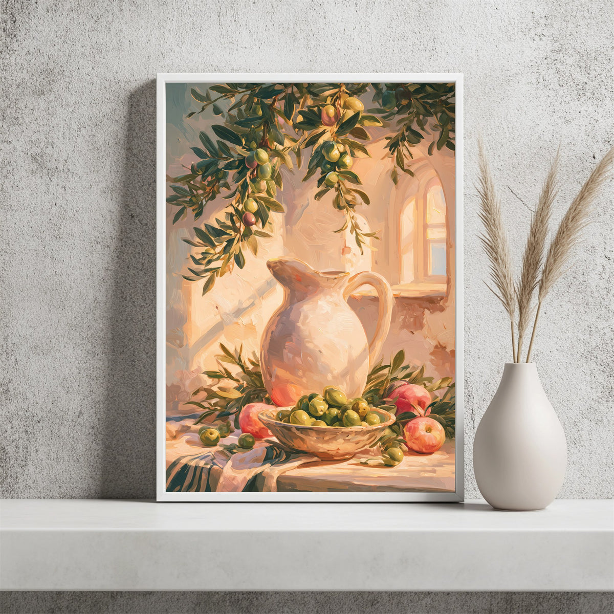 Olivenzweig mit Keramik Poster – Raumansicht 2